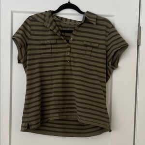 Y2K Olive Striped Button Down Shirt